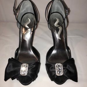 Black Silk Bow Heels